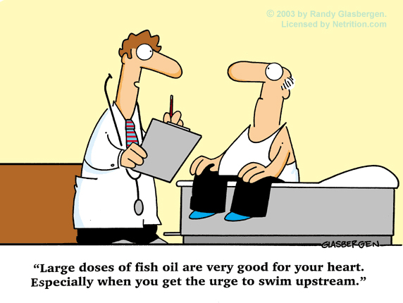 Large doses of fish oil are very good for your heart. Especially when you get the urge to swim upstream.